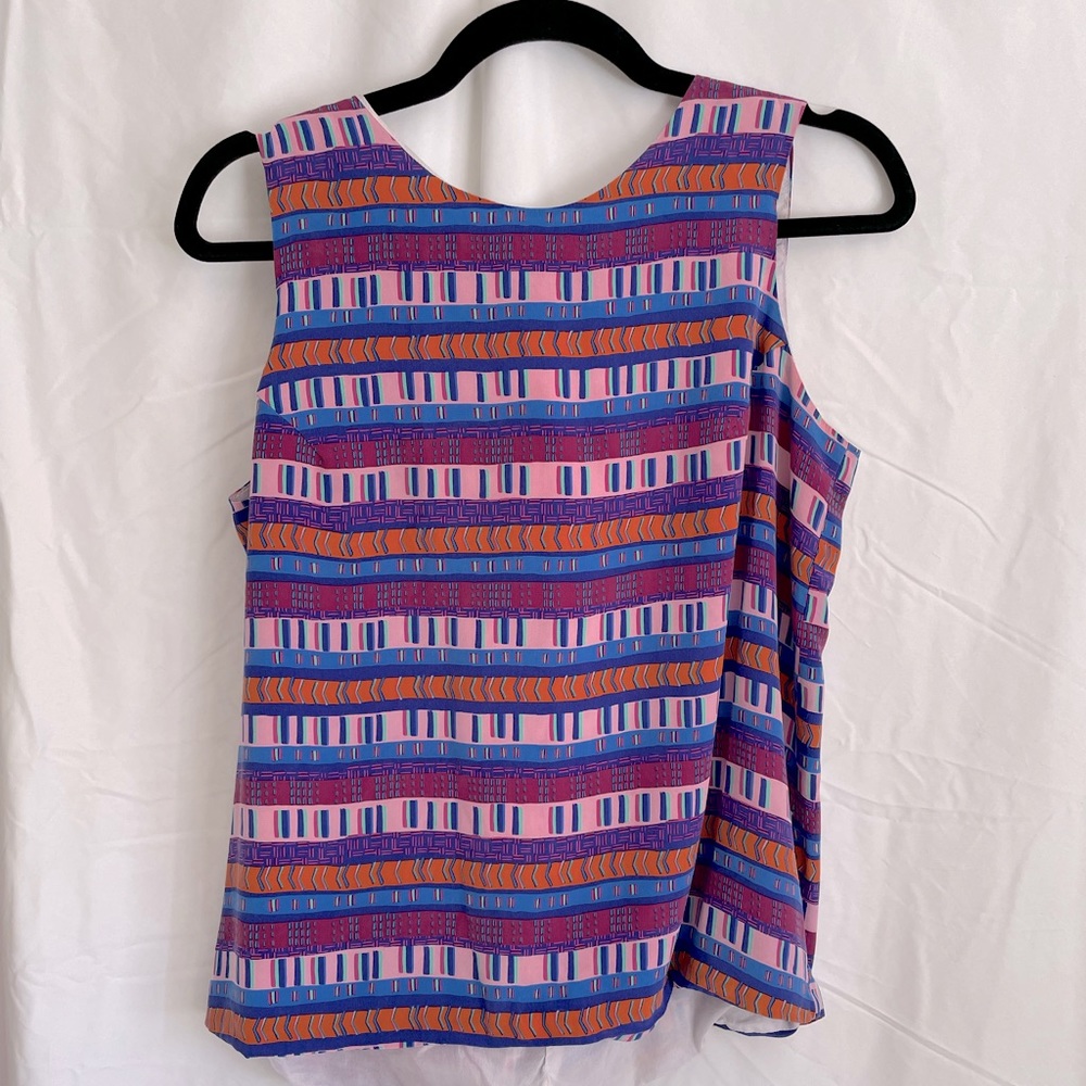 Multicolor Sleeveless Silk Blouse
